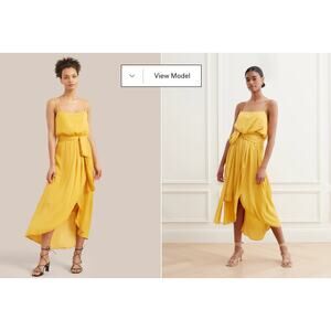 Modern Citizen Yellow Sleeveless Straight Neck Mila Layered Tank Dress Size XS